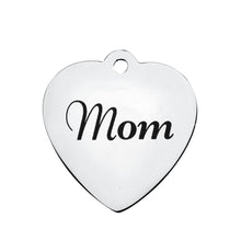 Fnixtar Mother's Day 316L Stainless Steel Letter Mom Heart Metal Charms For