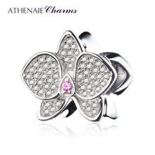ATHENAIE 925 Sterling Silver with CZ Orchid Bead Charms MOM Pendant Beads F