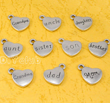 40pcs Antique Silver Grandpa, Grandma, Mom, Aunt, Uncle, Daughter, Brother,