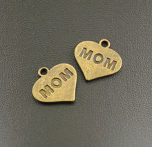 10pcs/lot Vintage Silver/bronze/gold Heart Mom Charms Bracelet Necklace Jew