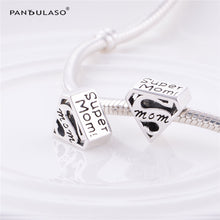 Pandulaso Super Mom Heart Beads DIY Jewelry Fit  Charms Silver 925 Original