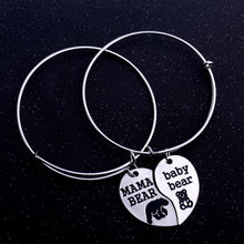 MAMA BEAR baby bear Love Borken Heart 2PC/Set Bangle Jewelry Mother And Chi