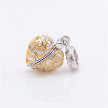 Fits Pandora Charms bracelet 925 Sterling Silver with Gold Color Mom Heart