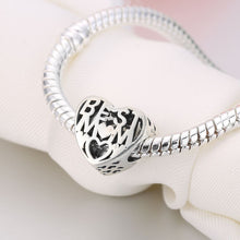 WYBEADS 925 Sterling Silver Hearts Best Mom Charms European Bead Fit Snake