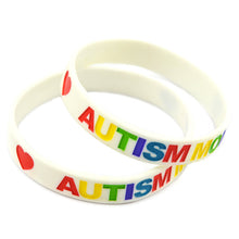 Promo Gift 50PCS/Lot Silicone Bracelet Love Autism DAD and MOM Wristband -i