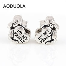 [ MOM and Family Series ] 12 Pcs Mix Beads Antique Silver DIY Big Hole Hear