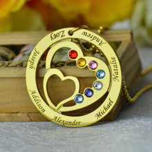 Gold Color Birthstone Family Name Necklace Heart in Heart Name Necklace Per