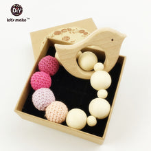 Let's Make wooden baby teether eco friendly safe teething bird rattle Monte