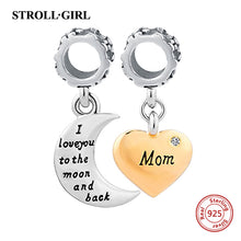 Hot Sale 925 Sterling Silver Charm Mom Romantic moon Pendants Charm Bead Fi