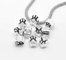 DoreenBeads Silver color Enamel Black "DOG MOM" Paw Charm Beads Fits Europe