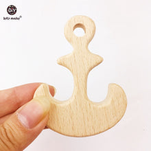 Let's Make baby teething 5PCS BPA free beech wooden teether animal anchor m