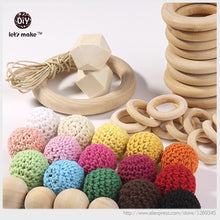 Let's Make wooden rings and wooden teething beads Crochet beads diy mom nec