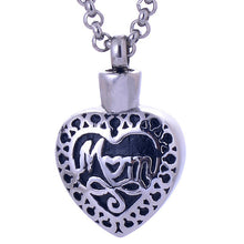 Titanium Steel Mom Dad in Heart Pendant Necklace Cremation Ashes Urn Jewelr
