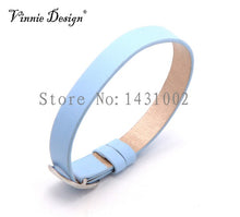 Vinnie Design Jewelry Blue Leather Single Wrap Bracelet with Crystal Love M