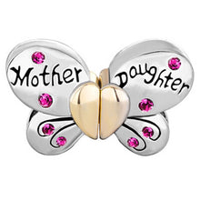 slide charm Free shipping Separable a butterfly pink  Crystal Heart Mom Cha