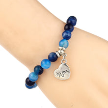 Natural Stone Tiger Eye Opal Beads Bracelets White Blue Pink Mom Charms Lov