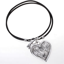 Heart necklace black leather women biker jewelry gifts for her wife mom ant