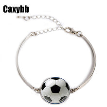 Caxybb Football bracelet Mom Jewelry Football silver bracelet Black White G