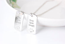 live love adopt Dog Tag keychains set Square keyring cat lover paw footprin