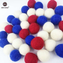 Let's Make wool color beads 30PC white navy blue red mix color Hanging ratt