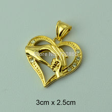 Anniyo Mom Loves Baby Necklaces for Women/Girls Hand in Hand Gold Color Cha