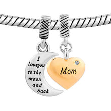Fit Pandora charm bracelets Heart Moon Mom April Birthstone I Love You To T