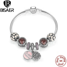 Genuine 925 Sterling Silver Snake Charm Bracelet & Bangle With Love Mother