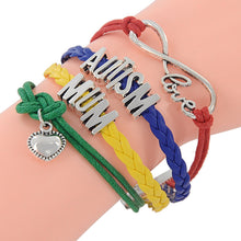Unisex Handmade Letter Autism Silver Pendant Love Heart Woven Charm Bracele