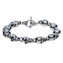 Skull skeleton gothic women stainless steel chain bracelet biker jewelry bi