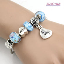 New Bead Bracelet European Style Light Blue Lampwork Murano Glass Bead Brac