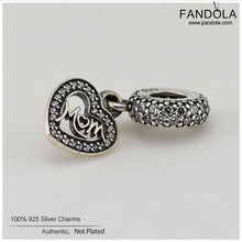Fits for Pandora Beads Bracelets MOM Heart Charms Authentic 100% 925 Sterli