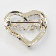 MZC Small Exquisite Silver Plated Heart Love MOM Brooch Vintage Brooches fo