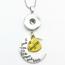 NC992 MOM Grandma daughter  sister love  moon snap button necklace  pendant