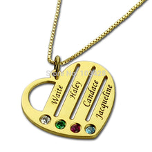 Personalized Family Necklace Gold Color Mom Necklace with Kids Names Engrav