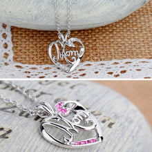 Love Mom Gift Crystal Rhinestone Pendant Necklace Jewelry Birthday Gift For