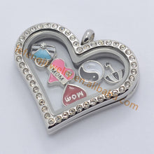 New Enamel Pink MOM letter with Crystal floating charms for living glass lo