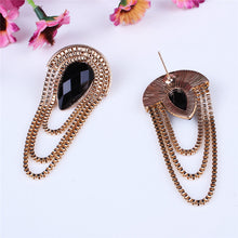 Egypt Hyperbole Vintage Fashion Earrings Retro Fan shaped With Black Crysta