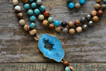 Luxury Necklace Natural Stone Pyrite Gilded Druzy Long Tassel Necklace Wome