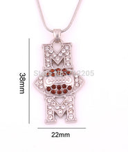 30pcs zinc alloy American football Mom Pave Crystal Pendant necklace-in Pen