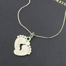 Wholesale Baby Feet Necklace Birthstone Name Necklace Mother's Necklace Sil