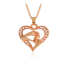 Miss Zoe Hand in Hand Mother and Me Pendant Necklace Rose Gold Silver Heart