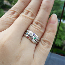 AIJAJA 925 Sterling Silver Love Mom Rings Personalized Family Birthstones &