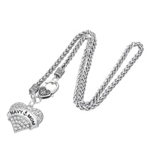 Skyrim 2017 NEW Design  fashion Heart Crystal Jewelry NAVY MOM necklace For