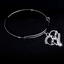 Heart Mom Crystal Bangle For Mother Family Love Mother's Gifts Bracelet For