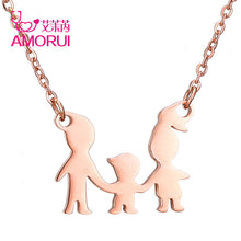 AMORUI Family of Three Pendant Necklace Fashion Stainless Steel Gold/Silver