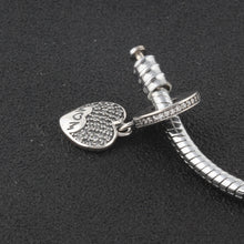 ZMZY Original 925 Sterling Silver Charms Jewelry Crystal Heart Mom Dangle B