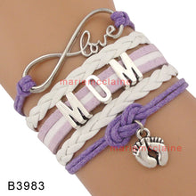 (10 PCS/lot) High Quality Infinity Love Mom Baby Feet Bracelets Mother and