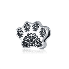 Cute Animal Dog Paw Mom Beads Large Hole Silver Plated Charm Bead Fit Europ