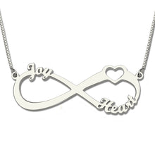 3 Names Silver Heart Infinity Necklace Infinity Nameplate Personalized Fami