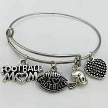 my shape Sporty Style USA I Love Football Mom Charm Stainless Steel Metal A